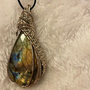 Labradorite Wire Wrapped Necklace